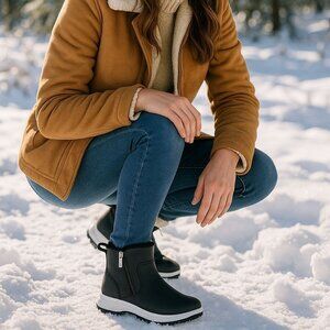 Khombu 10 Boots Women Fuzzy Sienna Winter Snow Rain Vegan Leather Faux Fur Shoes